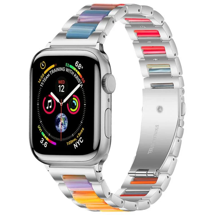 xDfind Dreiperlen-Armband aus Metallharz, passend für Apple Watch 42 / 44 / 45 / 46 / 49 mm, Apple Watch 38 / 40 / 41 / S10 42 mm