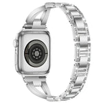 xDfind X-förmiges, einreihiges Metall-Uhrenarmband mit Diamanten, passend für Apple Watch 42 / 44 / 45 / 46 / 49 mm, Apple Watch 38 / 40 / 41 / S10 42 mm