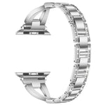 xDfind X-förmiges, einreihiges Metall-Uhrenarmband mit Diamanten, passend für Apple Watch 42 / 44 / 45 / 46 / 49 mm, Apple Watch 38 / 40 / 41 / S10 42 mm