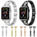 xDfind X-förmiges, einreihiges Metall-Uhrenarmband mit Diamanten, passend für Apple Watch 42 / 44 / 45 / 46 / 49 mm, Apple Watch 38 / 40 / 41 / S10 42 mm