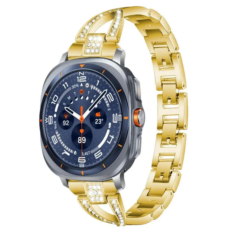 xDfind X-förmiges, einreihiges Metall-Uhrenarmband mit Diamanten, passend für Samsung Galaxy Watch Ultra/Ultra 2025, Samsung Galaxy Watch 8/8 Classic und Samsung Galaxy Watch 7/6/5/FE