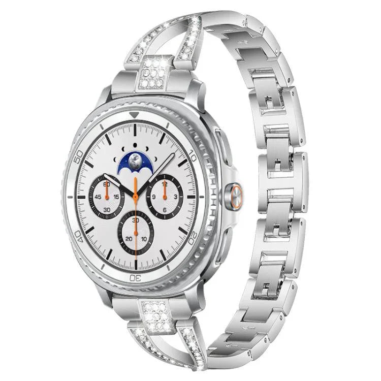xDfind X-förmiges, einreihiges Metall-Uhrenarmband mit Diamanten, passend für Samsung Galaxy Watch Ultra/Ultra 2025, Samsung Galaxy Watch 8/8 Classic und Samsung Galaxy Watch 7/6/5/FE