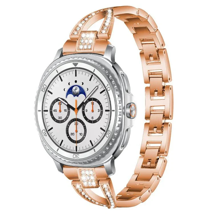 xDfind X-förmiges, einreihiges Metall-Uhrenarmband mit Diamanten, passend für Samsung Galaxy Watch Ultra/Ultra 2025, Samsung Galaxy Watch 8/8 Classic und Samsung Galaxy Watch 7/6/5/FE
