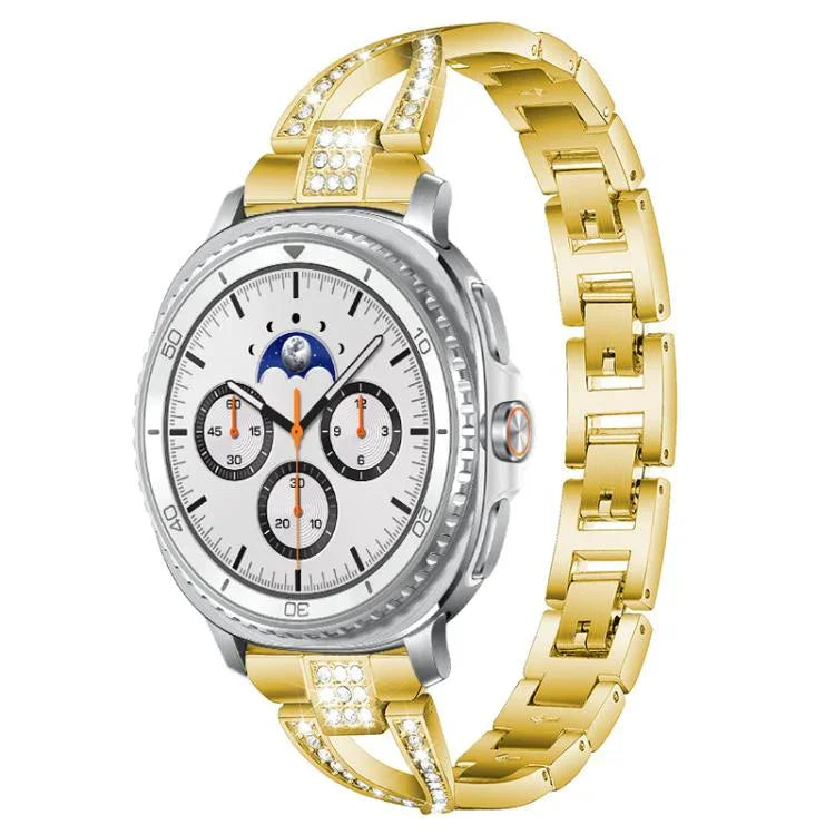 xDfind X-förmiges, einreihiges Metall-Uhrenarmband mit Diamanten, passend für Samsung Galaxy Watch Ultra/Ultra 2025, Samsung Galaxy Watch 8/8 Classic und Samsung Galaxy Watch 7/6/5/FE