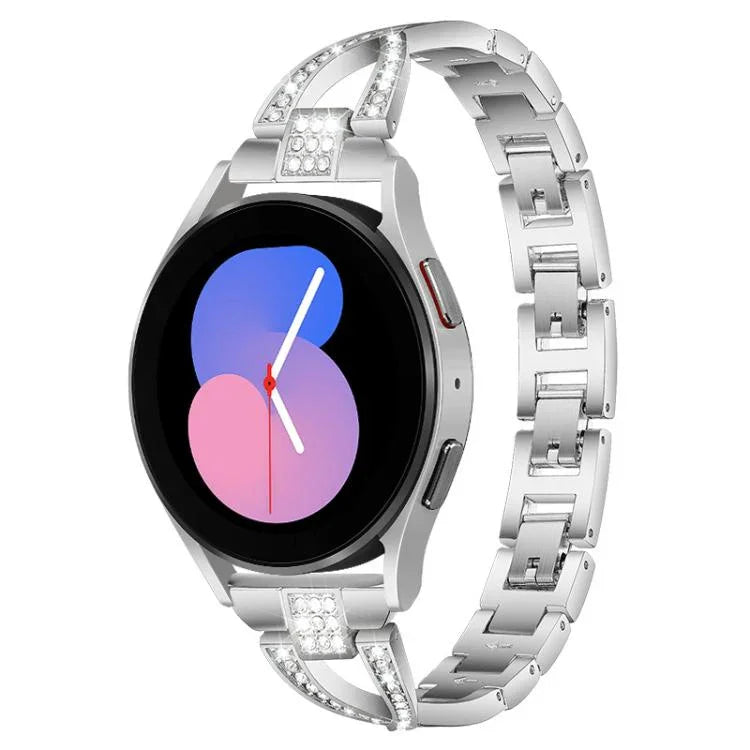 xDfind X-förmiges, einreihiges Metall-Uhrenarmband mit Diamanten, passend für Samsung Galaxy Watch Ultra/Ultra 2025, Samsung Galaxy Watch 8/8 Classic und Samsung Galaxy Watch 7/6/5/FE