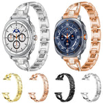 xDfind X-förmiges, einreihiges Metall-Uhrenarmband mit Diamanten, passend für Samsung Galaxy Watch Ultra/Ultra 2025, Samsung Galaxy Watch 8/8 Classic und Samsung Galaxy Watch 7/6/5/FE