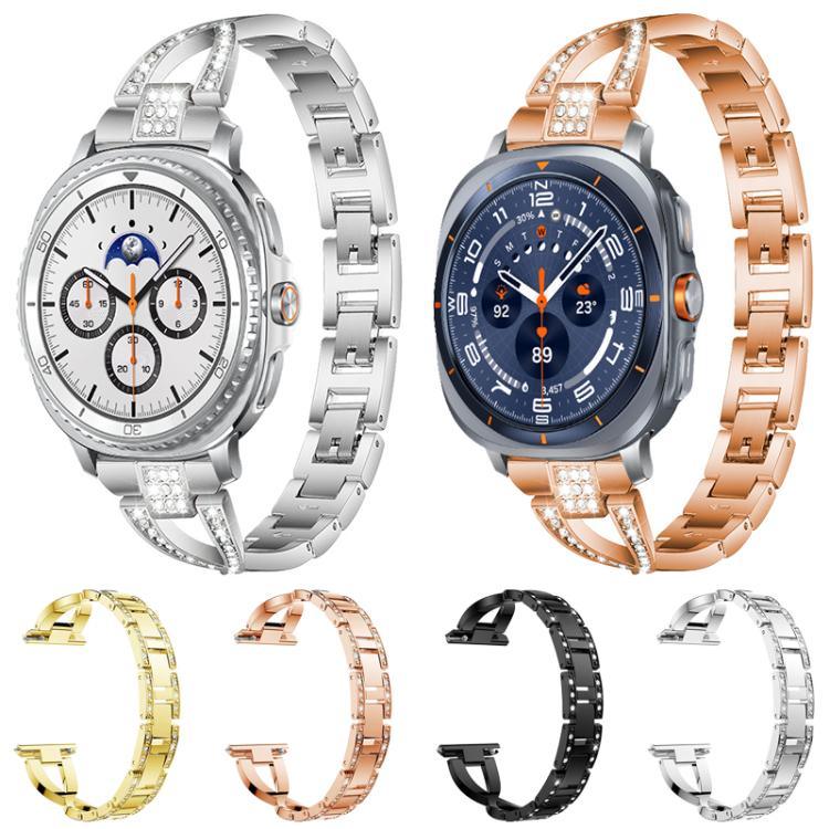 xDfind X-förmiges, einreihiges Metall-Uhrenarmband mit Diamanten, passend für Samsung Galaxy Watch Ultra/Ultra 2025, Samsung Galaxy Watch 8/8 Classic und Samsung Galaxy Watch 7/6/5/FE
