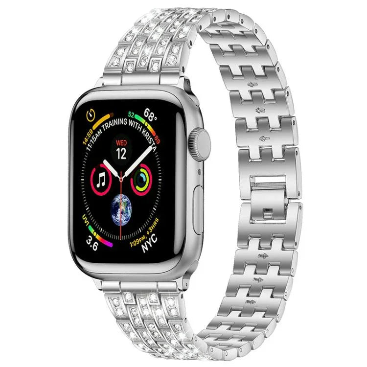 xDfind Fünf-Perlen-Armband mit Volldiamant-Metallfassung, für Apple Watch 42 / 44 / 45 / 46 / 49 mm, für Apple Watch 38 / 40 / 41 / S10 42 mm