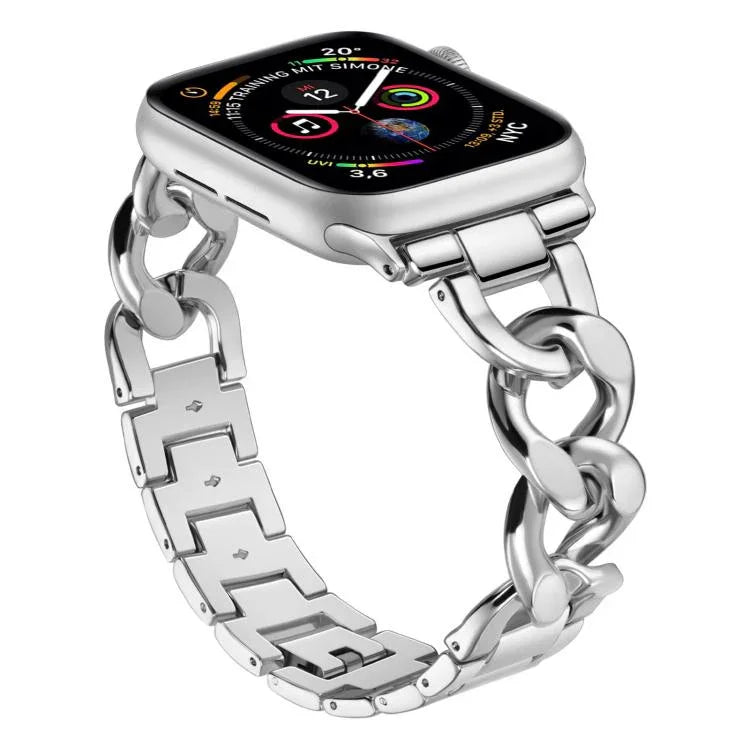 xDfind Uhrenarmband aus Metall mit Denim-Kette, für Apple Watch 42 / 44 / 45 / 46 / 49 mm