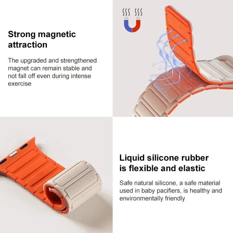 xDfind I-förmiges magnetisches Silikon-Uhrenarmband, für Apple Watch 42 / 44 / 45 / 46 / 49 mm, für Apple Watch 38 / 40 / 41 / S10 42 mm