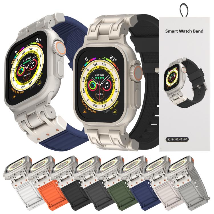 Mecha Streifenstruktur Silikon-Uhrarmband, Für Apple Watch 46mm / 49mm / 45mm / 44mm
