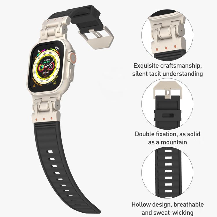 Mecha Streifenstruktur Silikon-Uhrarmband, Für Apple Watch 46mm / 49mm / 45mm / 44mm