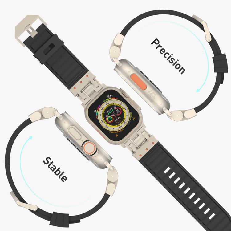 Mecha Streifenstruktur Silikon-Uhrarmband, Für Apple Watch 46mm / 49mm / 45mm / 44mm