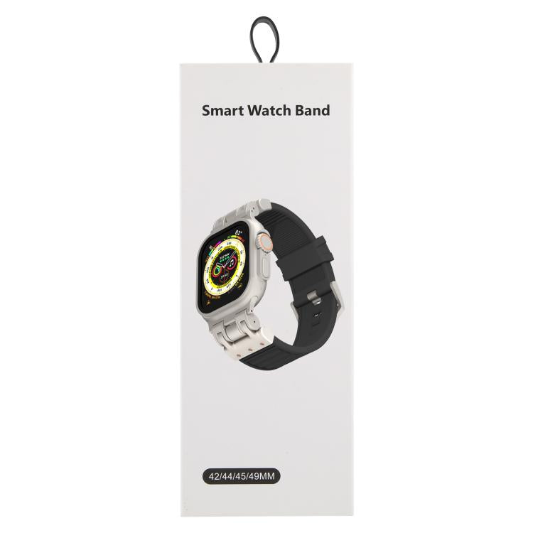 Mecha Streifenstruktur Silikon-Uhrarmband, Für Apple Watch 46mm / 49mm / 45mm / 44mm