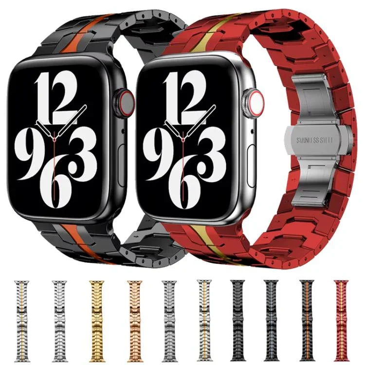xDfind Edelstahl-Uhrenarmband mit Schmetterlingsschließe, passend für Apple Watch 42 / 44 / 45 / 46 / 49 mm, Apple Watch 38 / 40 / 41 / S10 42 mm