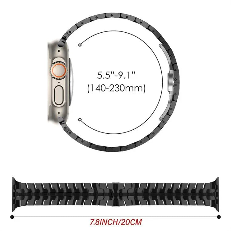 xDfind Edelstahl-Uhrenarmband mit Schmetterlingsschließe, passend für Apple Watch 42 / 44 / 45 / 46 / 49 mm, Apple Watch 38 / 40 / 41 / S10 42 mm