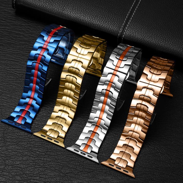 xDfind Edelstahl-Uhrenarmband mit Schmetterlingsschließe, passend für Apple Watch 42 / 44 / 45 / 46 / 49 mm, Apple Watch 38 / 40 / 41 / S10 42 mm