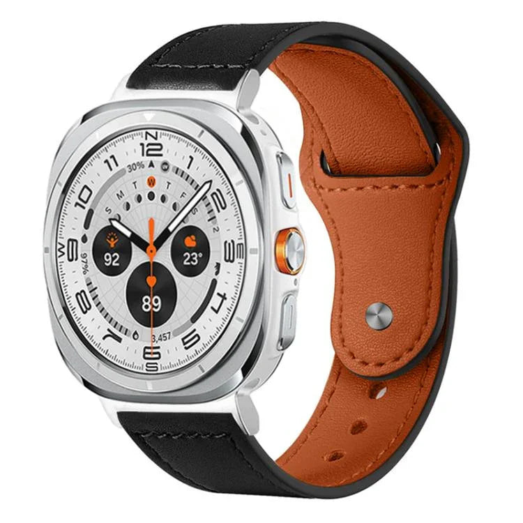 xDfind Armband aus echtem Leder mit Nietenschließe, passend für Samsung Galaxy Watch Ultra / Ultra 2025 und Samsung Galaxy Watch8 / 8 Classic