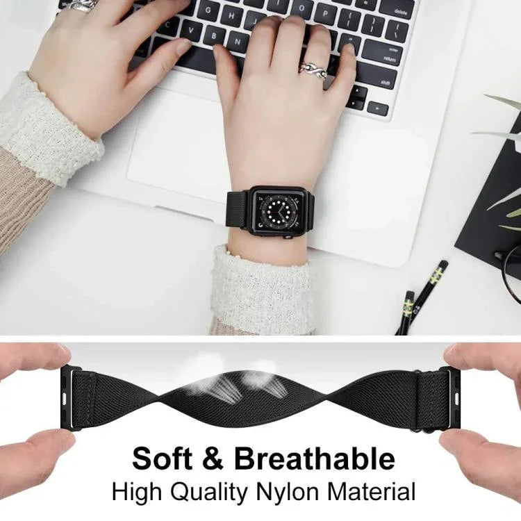 xDfind Verstellbares, elastisches Nylon-Uhrenarmband mit Schiebeverschluss, passend für Apple Watch 42 / 44 / 45 / 46 / 49 mm, Apple Watch 38 / 40 / 41 / S10 42 mm