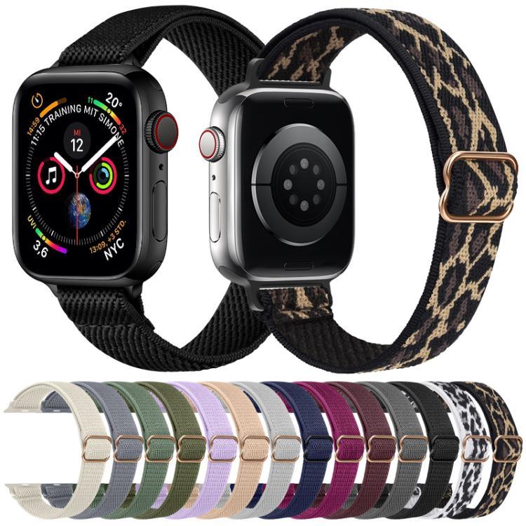 xDfind Leiterschnalle, schmales elastisches Nylon-Uhrenarmband, für Apple Watch 42 / 44 / 45 / 46 / 49 mm, für Apple Watch 38 / 40 / 41 / S10 42 mm