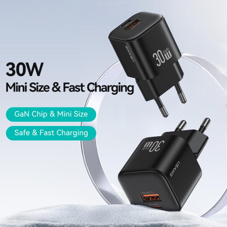 USAMS CC263 30W GaN USB-C / Type-C, USB Dual-Port Mini-Schnellladegerät, CC263