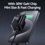 USAMS CC263 30W GaN USB-C / Type-C, USB Dual-Port Mini-Schnellladegerät, CC263