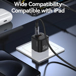 USAMS CC263 30W GaN USB-C / Type-C, USB Dual-Port Mini-Schnellladegerät, CC263