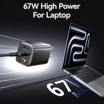 USAMS CC265 67W GaN 2 x USB Typ-C, USB Triple-Port Mini Schnellladegerät, CC265
