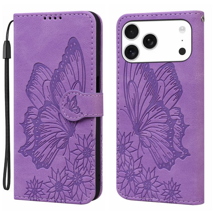 Retro Hautgefühl Schmetterlinge Prägung Horizontale Klapp-Leder-Handyhülle, Für iPhone 17 Pro Max, Für iPhone 17 Pro, Für iPhone 17, Für iPhone Air
