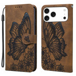 Retro Hautgefühl Schmetterlinge Prägung Horizontale Klapp-Leder-Handyhülle, Für iPhone 17 Pro Max, Für iPhone 17 Pro, Für iPhone 17, Für iPhone Air
