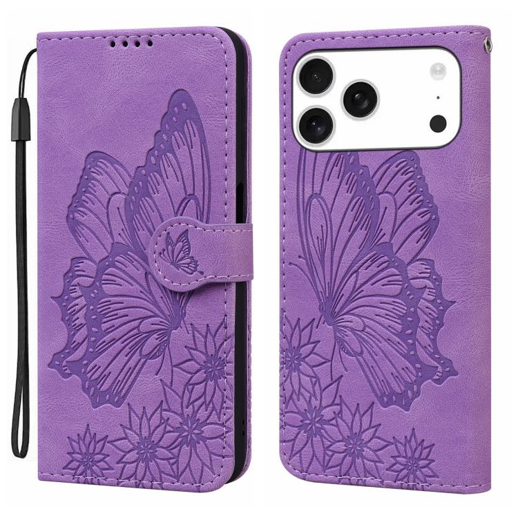 Retro Hautgefühl Schmetterlinge Prägung Horizontale Klapp-Leder-Handyhülle, Für iPhone 17 Pro Max, Für iPhone 17 Pro, Für iPhone 17, Für iPhone Air