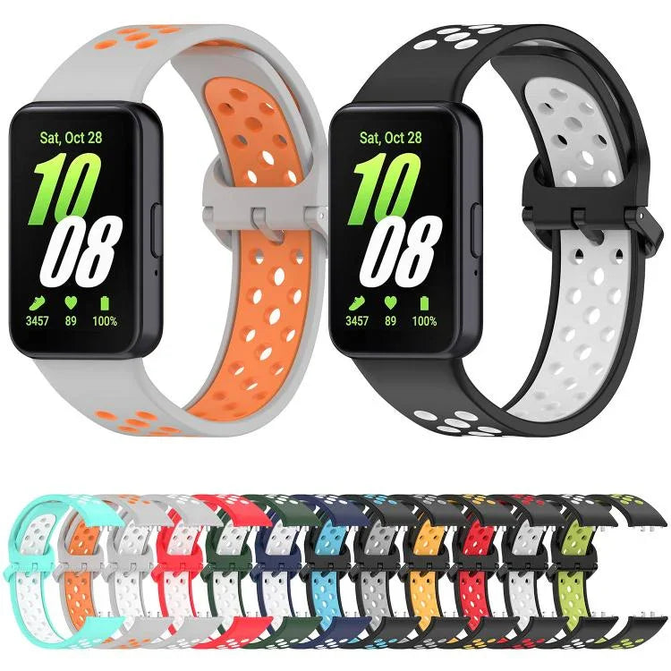 xDfind Zweifarbiges, atmungsaktives Silikon-Uhrenarmband für Samsung Galaxy Fit 3