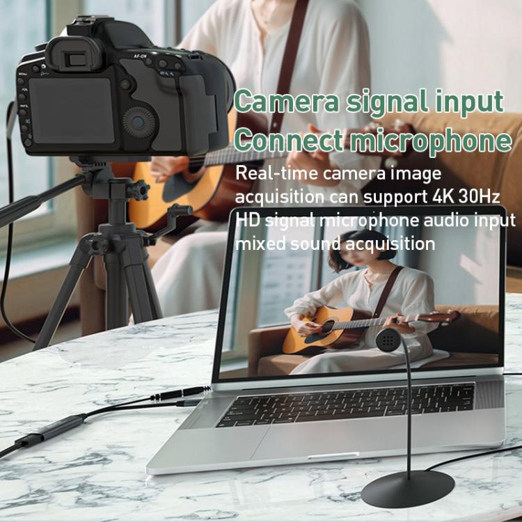 U2 4K 30Hz HDMI-zu-Typ-C-HD-Videoaufnahmekarte mit Mikrofon-Mixer