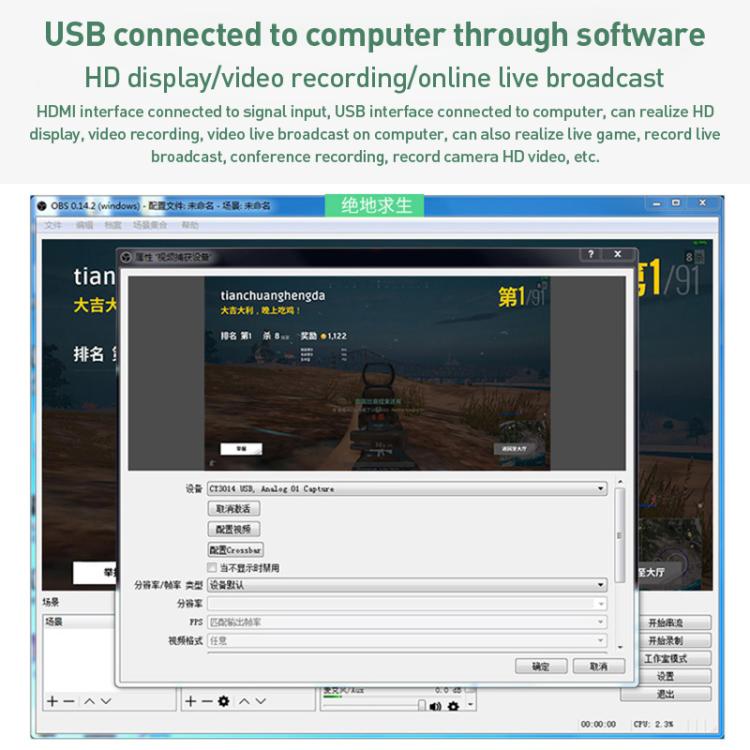 U2 4K 30Hz HDMI-zu-Typ-C-HD-Videoaufnahmekarte mit Mikrofon-Mixer