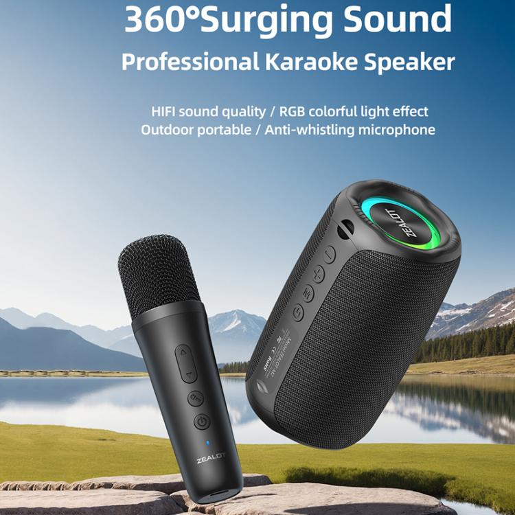Zealot M2 8W Tragbarer Outdoor RGB Bluetooth-Lautsprecher, mit 2 Mikrofonen, mit 1 Mikrofon