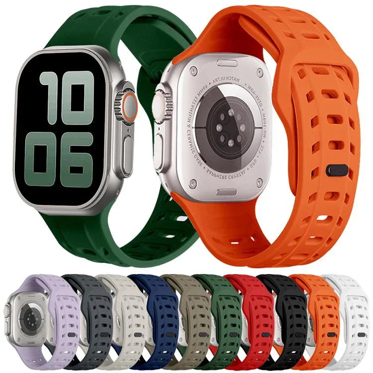 Silikonarmband mit Haifischmuster und Löchern, für Apple Watch 46 mm / 49 mm / 45 mm / 44 mm
