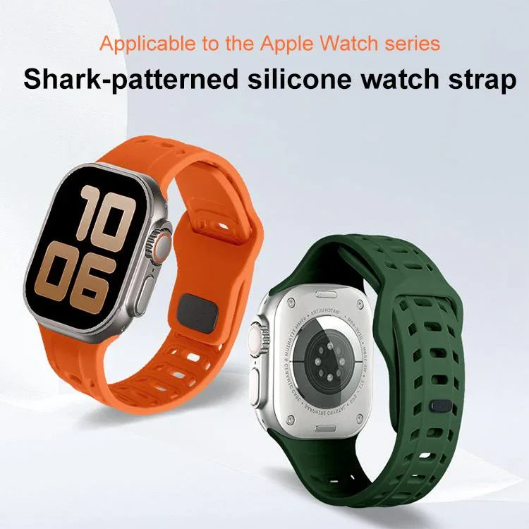 Silikonarmband mit Haifischmuster und Löchern, für Apple Watch 46 mm / 49 mm / 45 mm / 44 mm