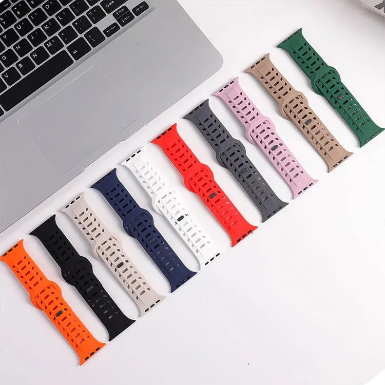 Silikonarmband mit Haifischmuster und Löchern, für Apple Watch 46 mm / 49 mm / 45 mm / 44 mm
