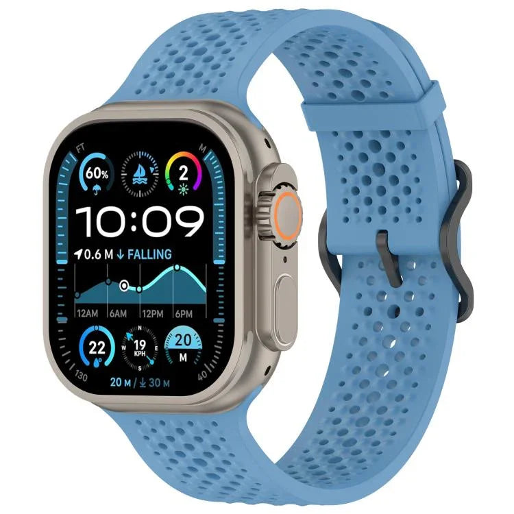 xDfind Atmungsaktives Silikon-Uhrenarmband, für Apple Watch 42 / 44 / 45 / 46 / 49 mm, für Apple Watch 38 / 40 / 41 / S10 42 mm