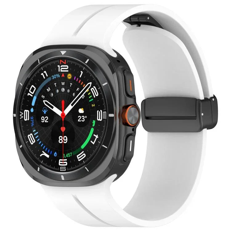 xDfind Flachkopf-Rillen-Faltarmband aus Silikon mit schwarzer Schnalle, für Samsung Galaxy Watch Ultra / Ultra 2025