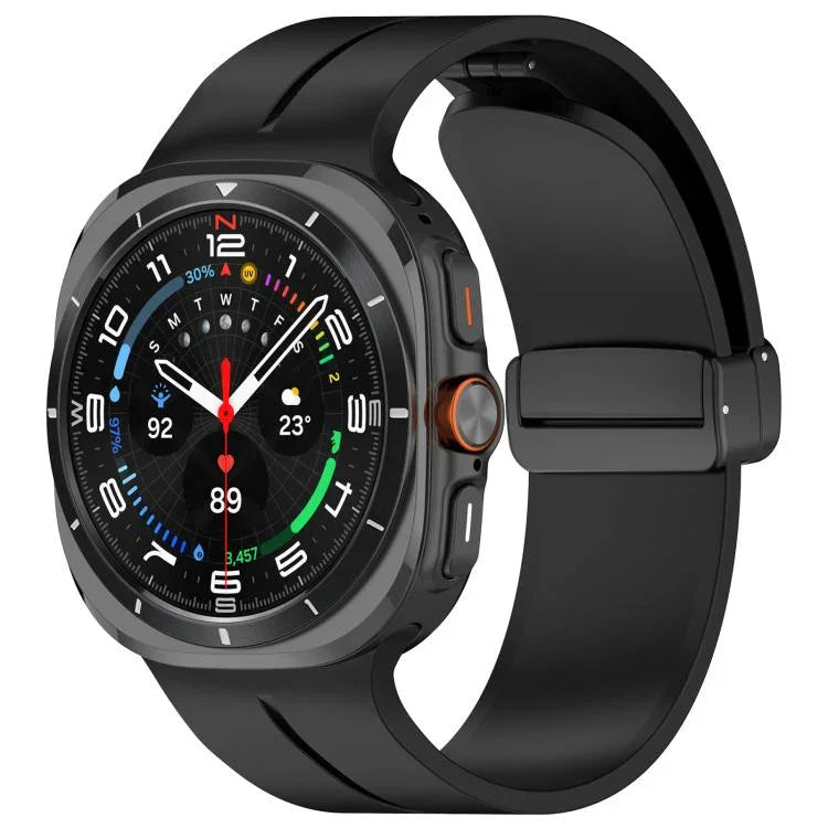 xDfind  Flat Head Groove Folding Black Buckle Silicone Watch Band, For Samsung Galaxy Watch Ultra / Ultra 2025