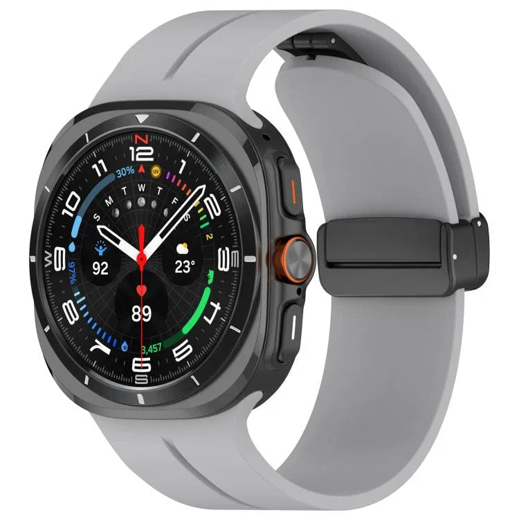 xDfind  Flat Head Groove Folding Black Buckle Silicone Watch Band, For Samsung Galaxy Watch Ultra / Ultra 2025