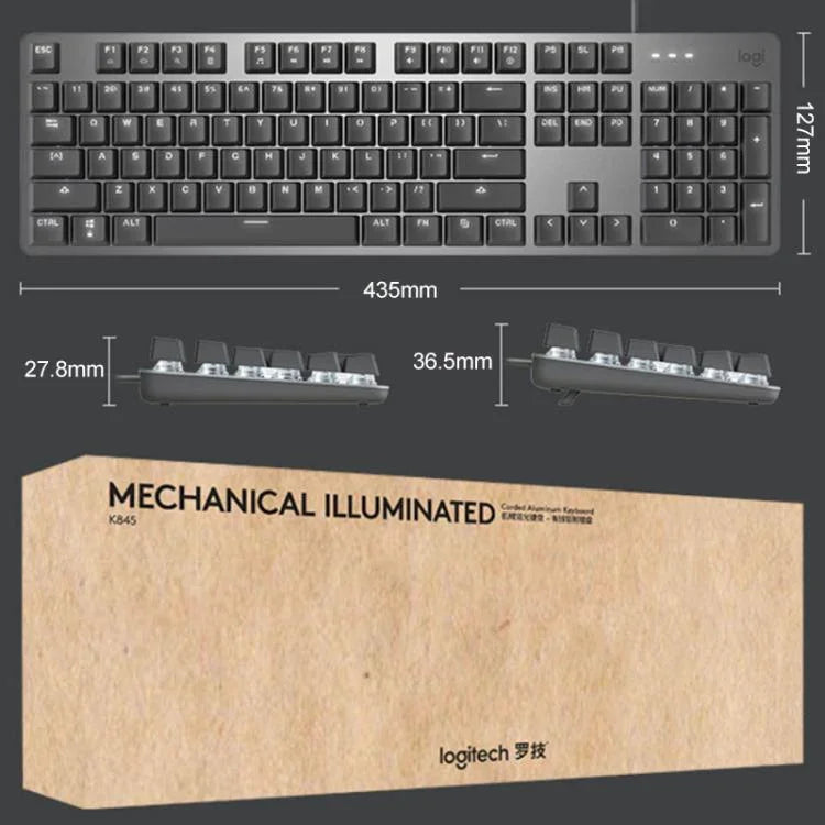 Logitech K845 Mechanische Tastatur mit Hintergrundbeleuchtung, kabelgebunden, Kabellänge: 1,8 m, Longhua Brown Achse, Longhua Red Achse