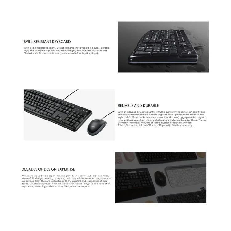 Logitech MK120 Kabelgebundenes Tastatur- und Maus-Set