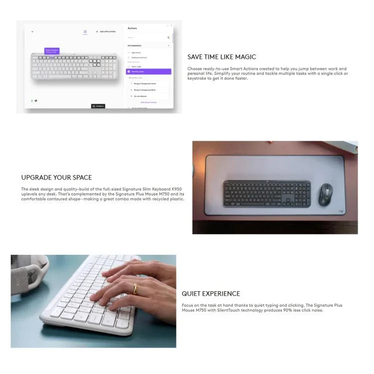 Logitech MK950 Kabelloses schlankes Bluetooth-Tastatur- und Maus-Set
