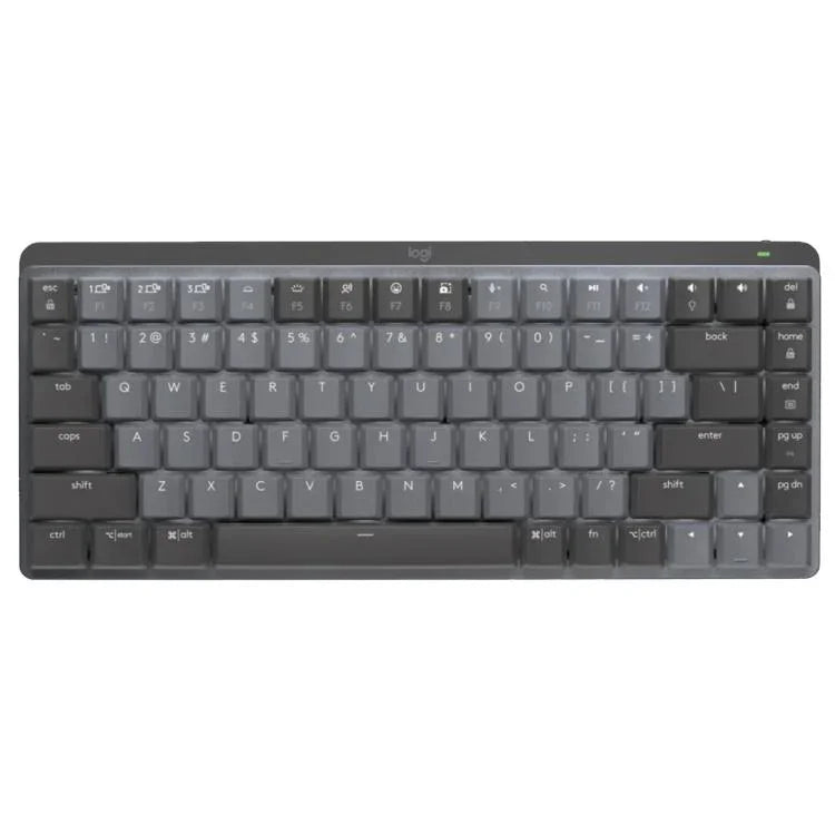 Logitech MX Mini kompakte intelligente kabellose mechanische Bluetooth-Tastatur mit Hintergrundbeleuchtung, Teeschalter, blauer Schalter