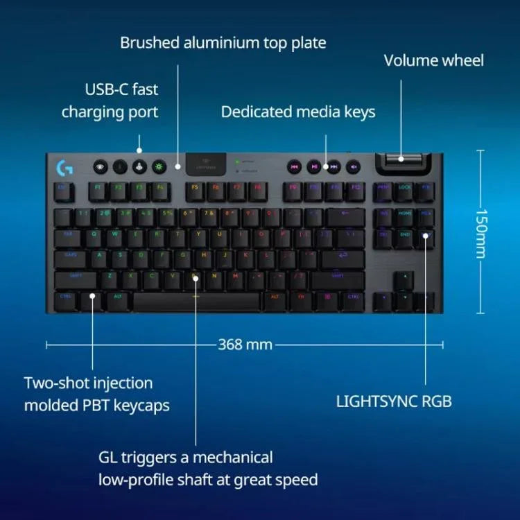 Logitech G915 X LIGHTSPEED TKL Gaming-Tastatur mit niedrigen Profil