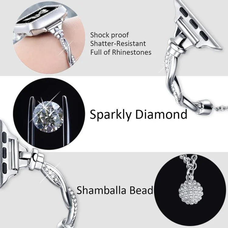 xDfind Twist Armband mit Diamanten, Metallarmband, für Apple Watch 42 / 44 / 45 / 46 / 49 mm, für Apple Watch 38 / 40 / 41 / S10 42 mm