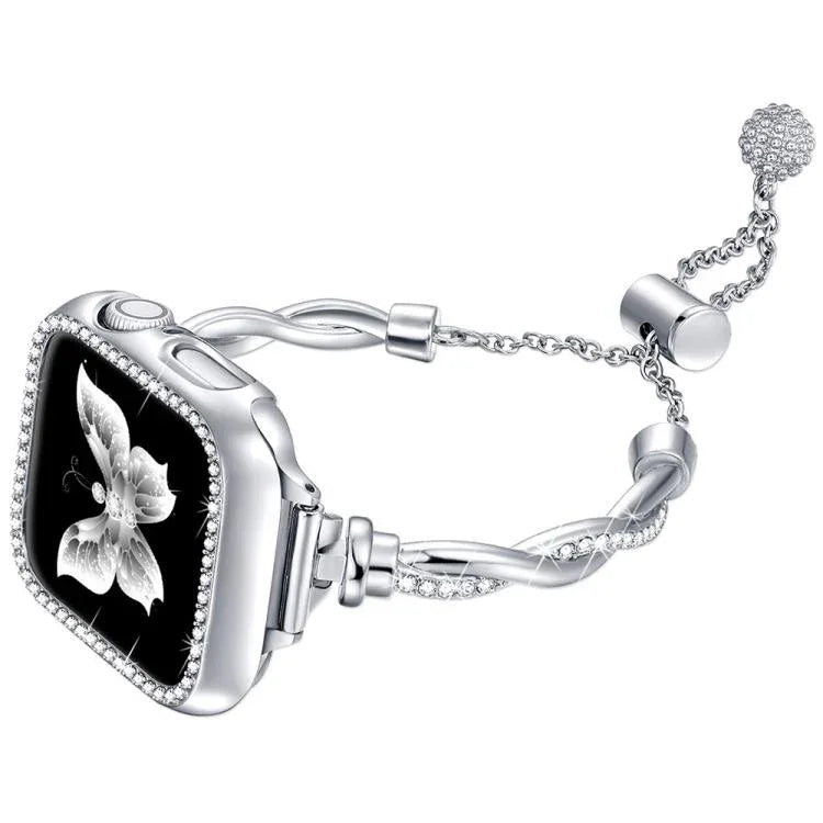 xDfind Twist Armband mit Diamanten, Metallarmband, für Apple Watch 42 / 44 / 45 / 46 / 49 mm, für Apple Watch 38 / 40 / 41 / S10 42 mm