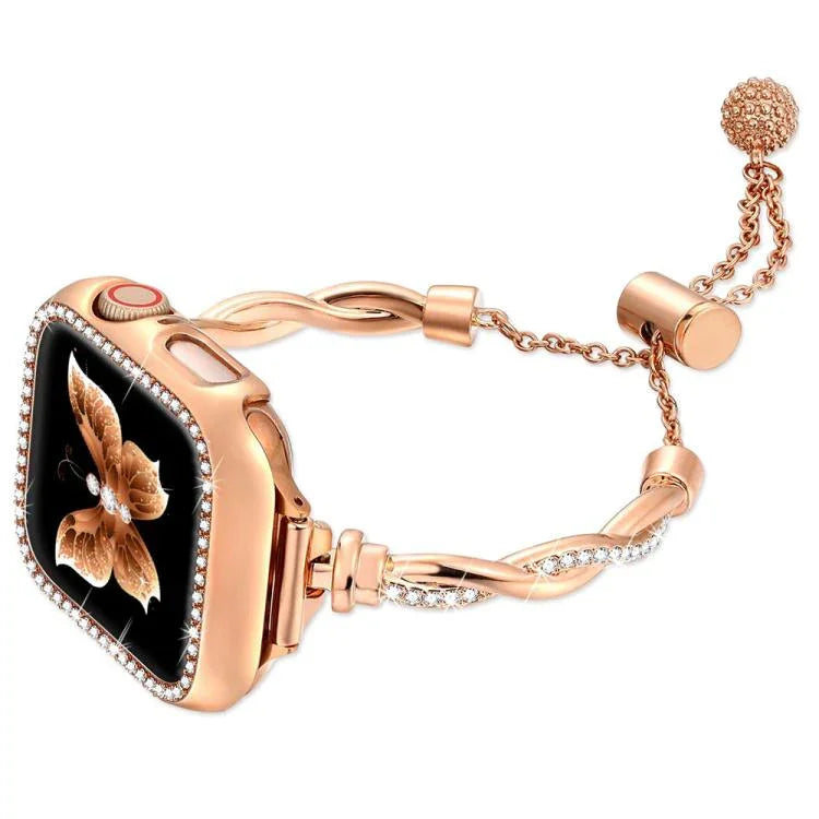 xDfind Twist Armband mit Diamanten, Metallarmband, für Apple Watch 42 / 44 / 45 / 46 / 49 mm, für Apple Watch 38 / 40 / 41 / S10 42 mm